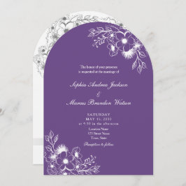 Purple Floral QR Code Wedding Einladung