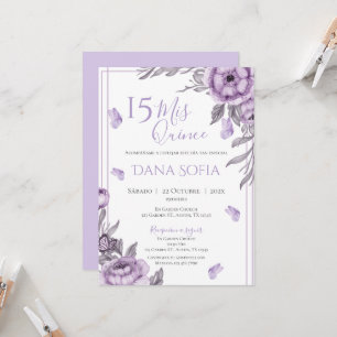 Purple Floral Quincenera Invitation Espagnol