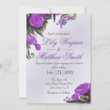Purple Floral Rose Faire-part de mariage