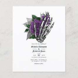 Purple Floral Skeleton Gothic Wedding Invitation Flyer