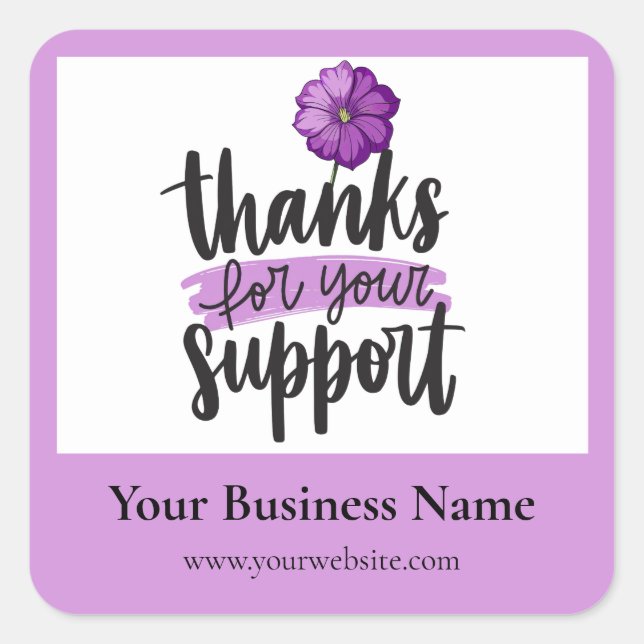 Purple Floral Thank you business packaging sticker (Vorderseite)