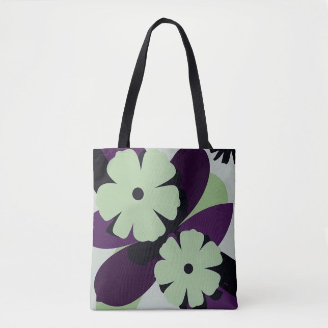 Purple Floral Tote Bag – Modern Minimal Design Tasche (Vorderseite)