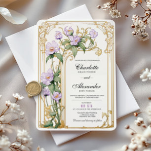 Purple Floral Vintage Mariage Invitation