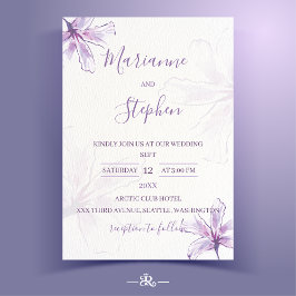 Purple Floral Watercolor Wedding Invitation Einladung