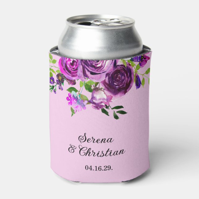 Purple Floral Wedding Dosenkühler (Kanne Vorderseite)