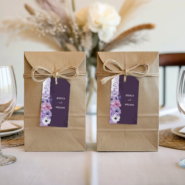 Purple Floral Wedding Gift Tag Geschenkanhänger (Von Creator hochgeladen)