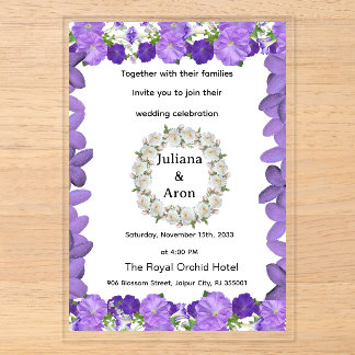 Purple Floral Wedding Invitation – Elegant Garden  Acryleinladungen
