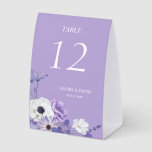 Purple Floral Wedding Table Number  Tischaufsteller<br><div class="desc">Purple Floral Wedding Table Number tent is created by szdesign. Design features purple watercolor flowers at the left bottom corner and purple background. Easy personalization process start with clicking button 'PERSONALIZE' that gives you the board automatically for your purpose. For matching items write B215 into search box of this store...</div>