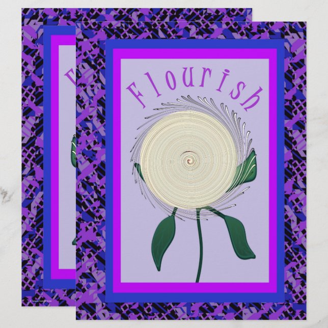 Purple Flourish Flower Scrapbook Paper 2-Sided Pag (Vorne/Hinten)