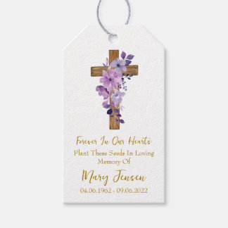 Purple flower Cross Memorial Funeral Seed Packet Geschenkanhänger