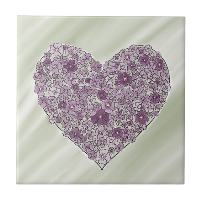 Purple flowered heart tile fliese (Vorderseite)