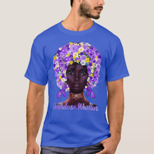 Purple Flowers Afro Haar Schwarze Frau Überdosieru T-Shirt