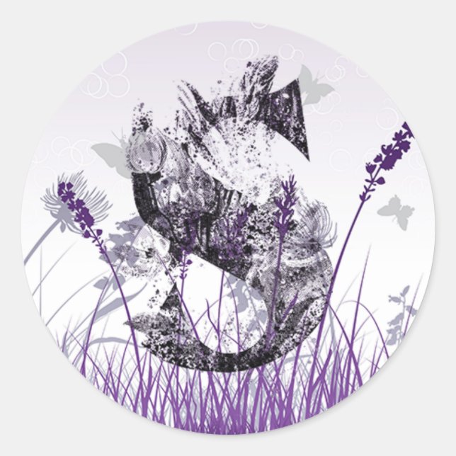 Purple Flowers Alphabet - Letter S Girls Name Runder Aufkleber (Vorderseite)