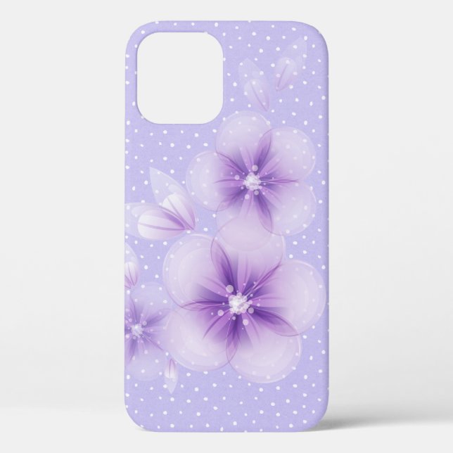 Purple Flowers auf Button Dots Case-Mate iPhone Ca Case-Mate iPhone Hülle (Rückseite)