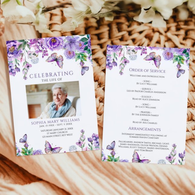 Purple Flowers Beerdigungsorden Programm (Von Creator hochgeladen)