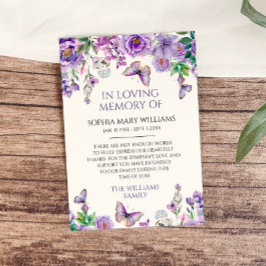 Purple Flowers Beileid Memory Danke Karte