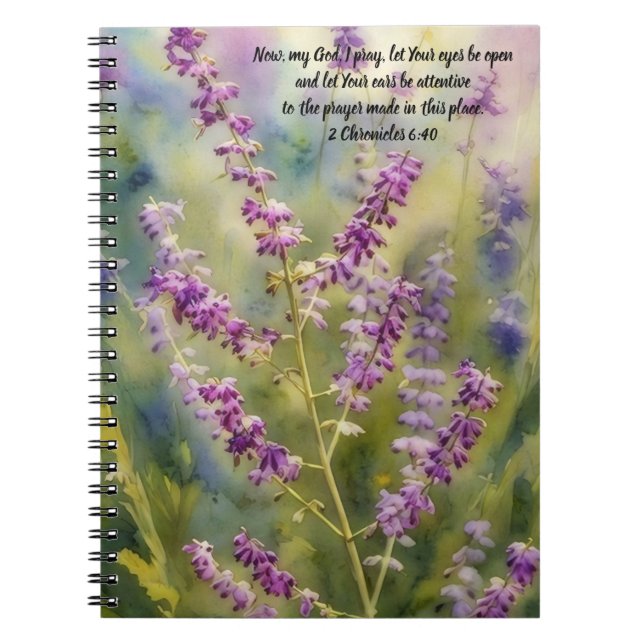 Purple Flowers Bible Verse Prayer Journal Notebook Notizblock (Vorderseite)