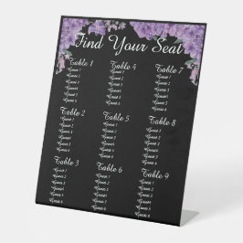 Purple Flowers Black Find Your Seat Wedding  Sockelschild