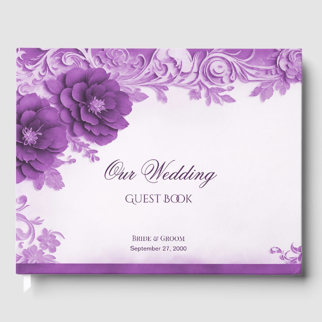 Purple Flowers Blüh Guest Book Gästebuch (Vorderseite)