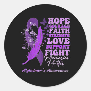 Purple Flowers BO Erinnerungen Heimers Awareness Runder Aufkleber