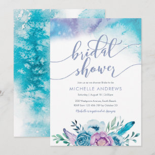 Purple Flowers Brautdusche Einladung