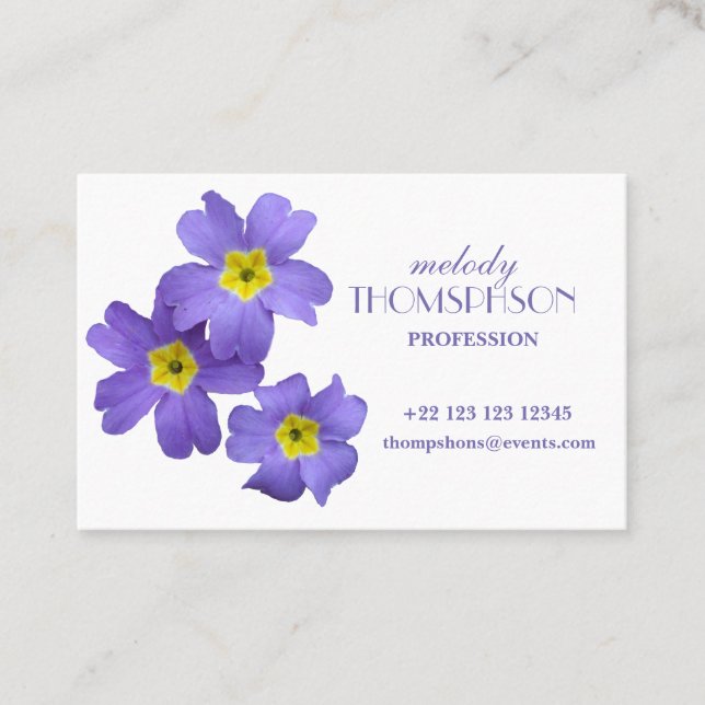 Purple Flowers Business Card Visitenkarte (Vorderseite)