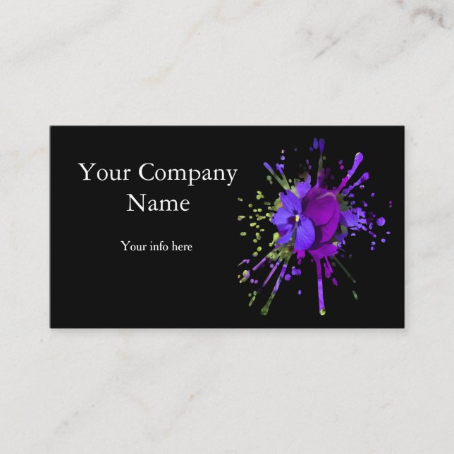 purple flowers card visitenkarte (Vorderseite)