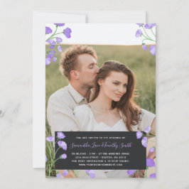 Purple Flowers Custom Foto Wedding Einladung