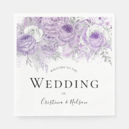 Purple Flowers Elegantes Hochzeitsstift Party Empf Serviette