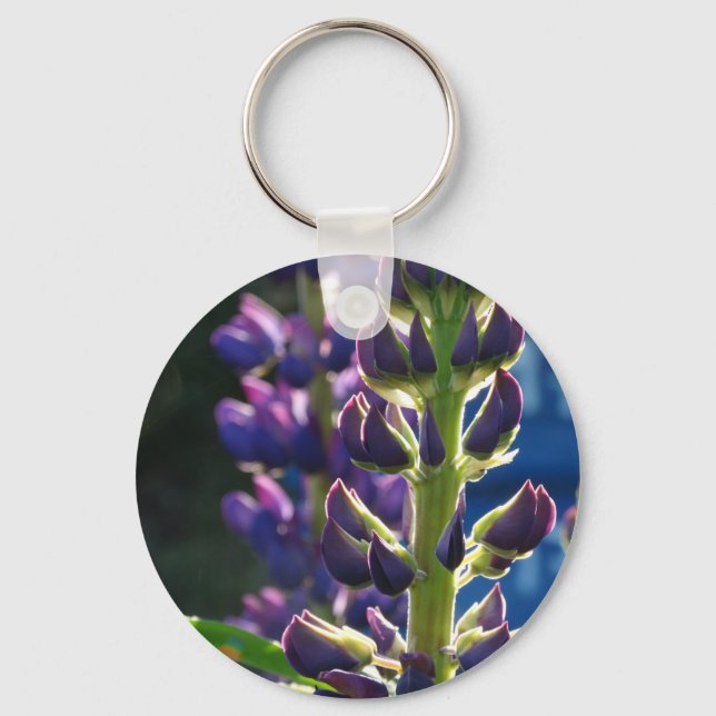 Purple Flowers Foto Spring Key Ring Schlüsselanhänger (Vorderseite)
