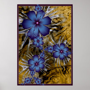 Purple Flowers Fraktal Poster