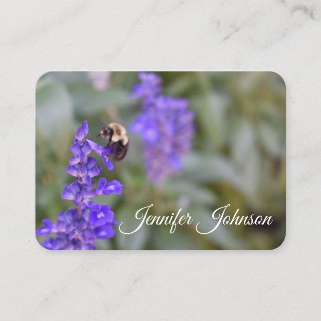 Purple Flowers Garden Nature Bee Bumblebee Foto Visitenkarte (Vorderseite)