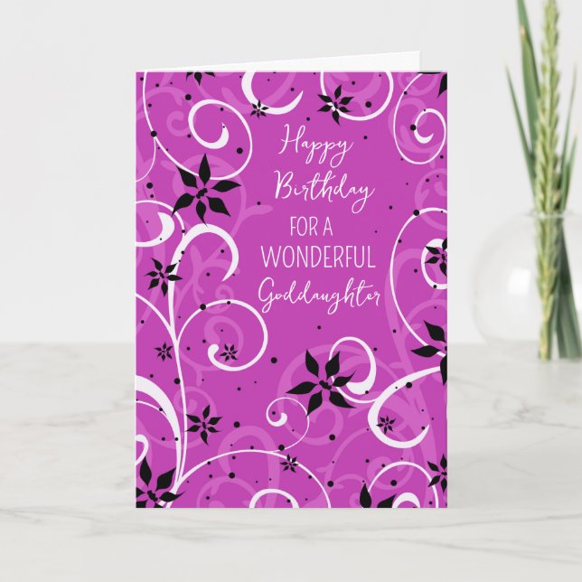 Purple Flowers GodTochter Birthday Karte (Vorderseite)