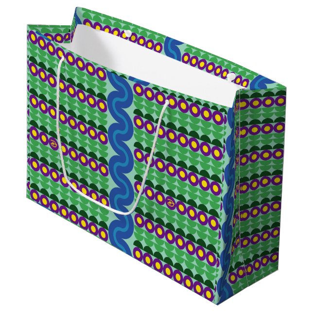 Purple Flowers - Große Geschenktasche Große Geschenktüte (Vorderseite Schrägansicht)