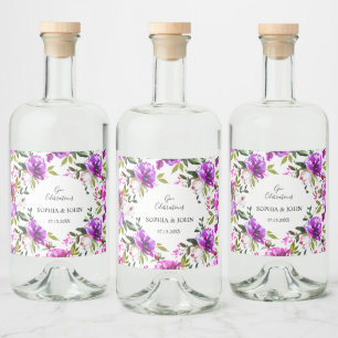 Purple Flowers Hochzeitklassetikett Alkoholflaschenetikett