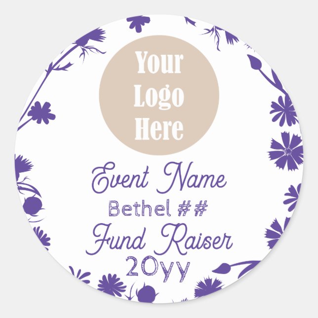 Purple Flowers Job's Daughters Gastgeschenk Logo Runder Aufkleber (Vorderseite)
