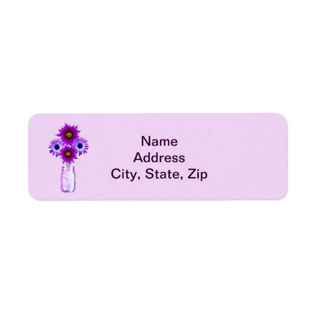 Purple Flowers Mason Jar Address Labels (Vorne)