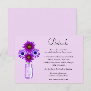 Purple Flowers Mason Jar Wedding Details Begleitkarte