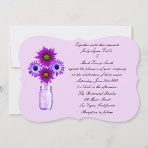 Purple Flowers Mason Jar Wedding Einladung