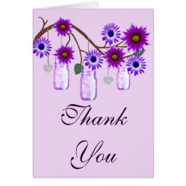 Purple Flowers Mason Jars Danke Karte