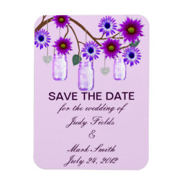 Purple Flowers Mason Jars speichern das Date Magne Magnet