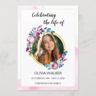 Purple Flowers Order of Service Program Programm