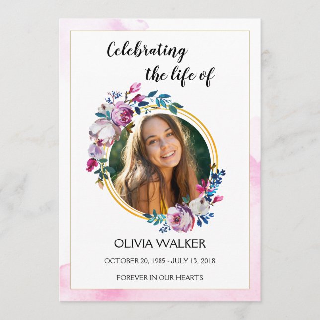 Purple Flowers Order of Service Program Programm (Vorderseite)