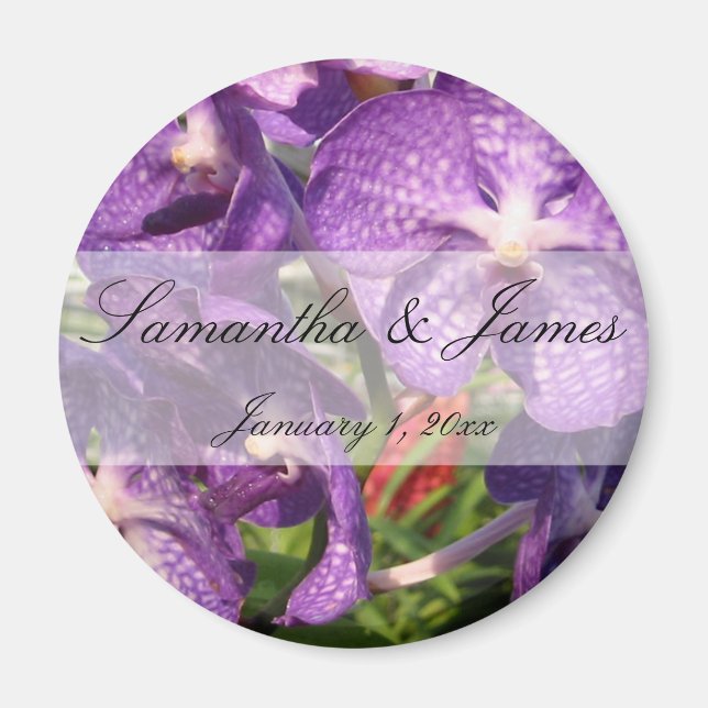 Purple Flowers Persönliche Hochzeit Magnet (Vorne)