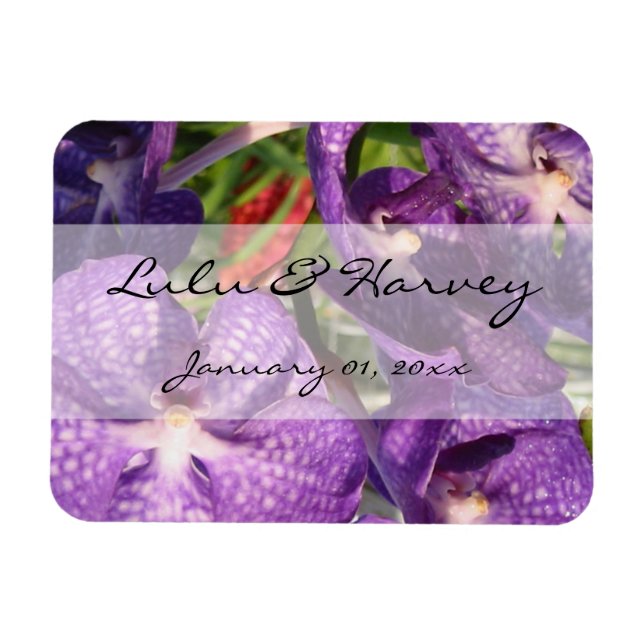 Purple Flowers Persönliche Hochzeit Magnet (Horizontal)