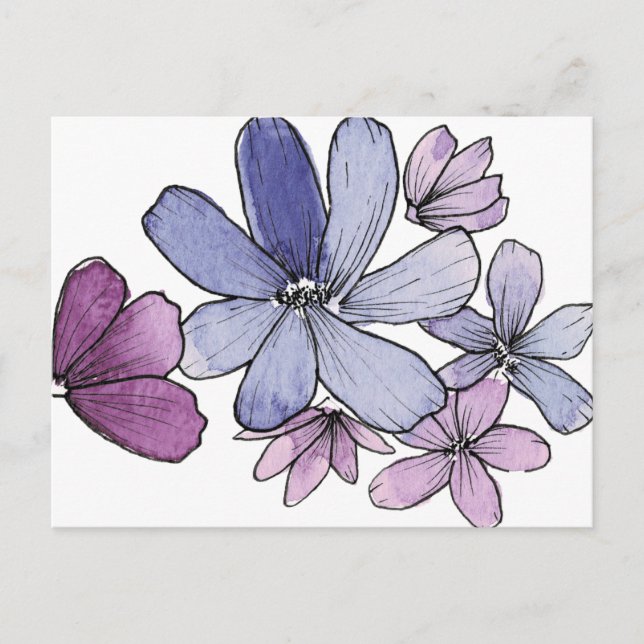 Purple Flowers Postcard Postkarte (Vorderseite)