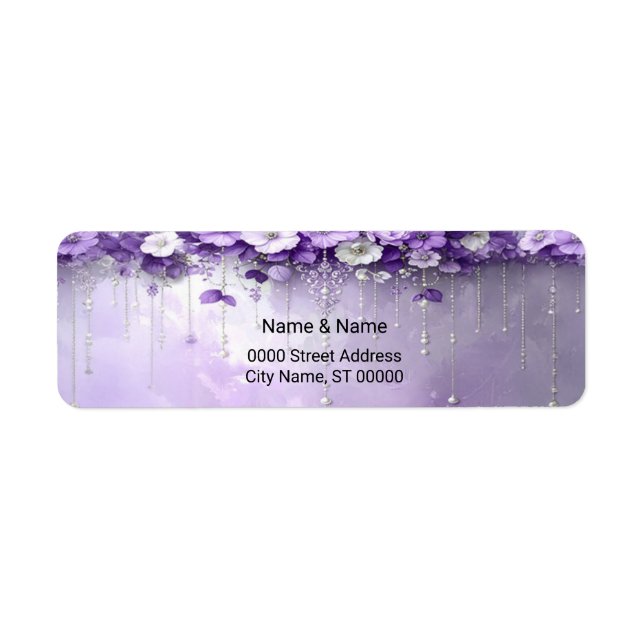 Purple Flowers Return Address Label (Vorne)