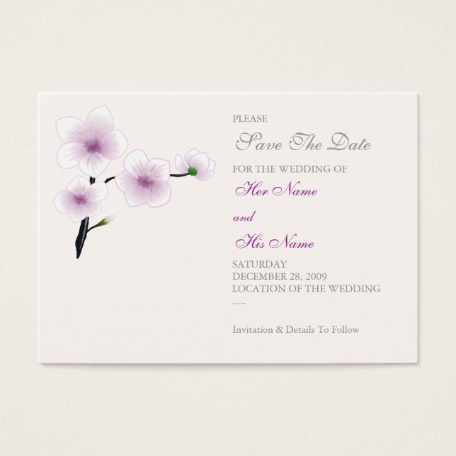 Purple Flowers Save the Date MiniCard (Vorderseite)