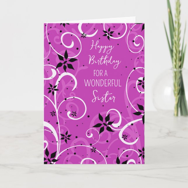 Purple Flowers Schwester Birthday Karte (Vorderseite)