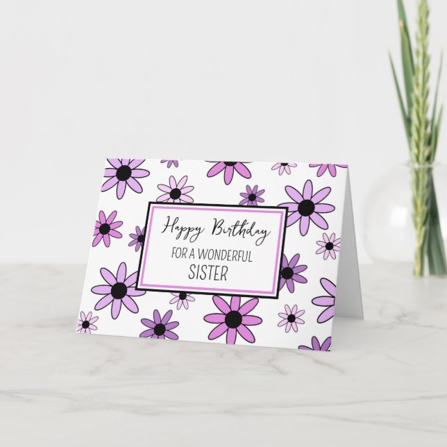 Purple Flowers Schwester Birthday Karte (Vorderseite)